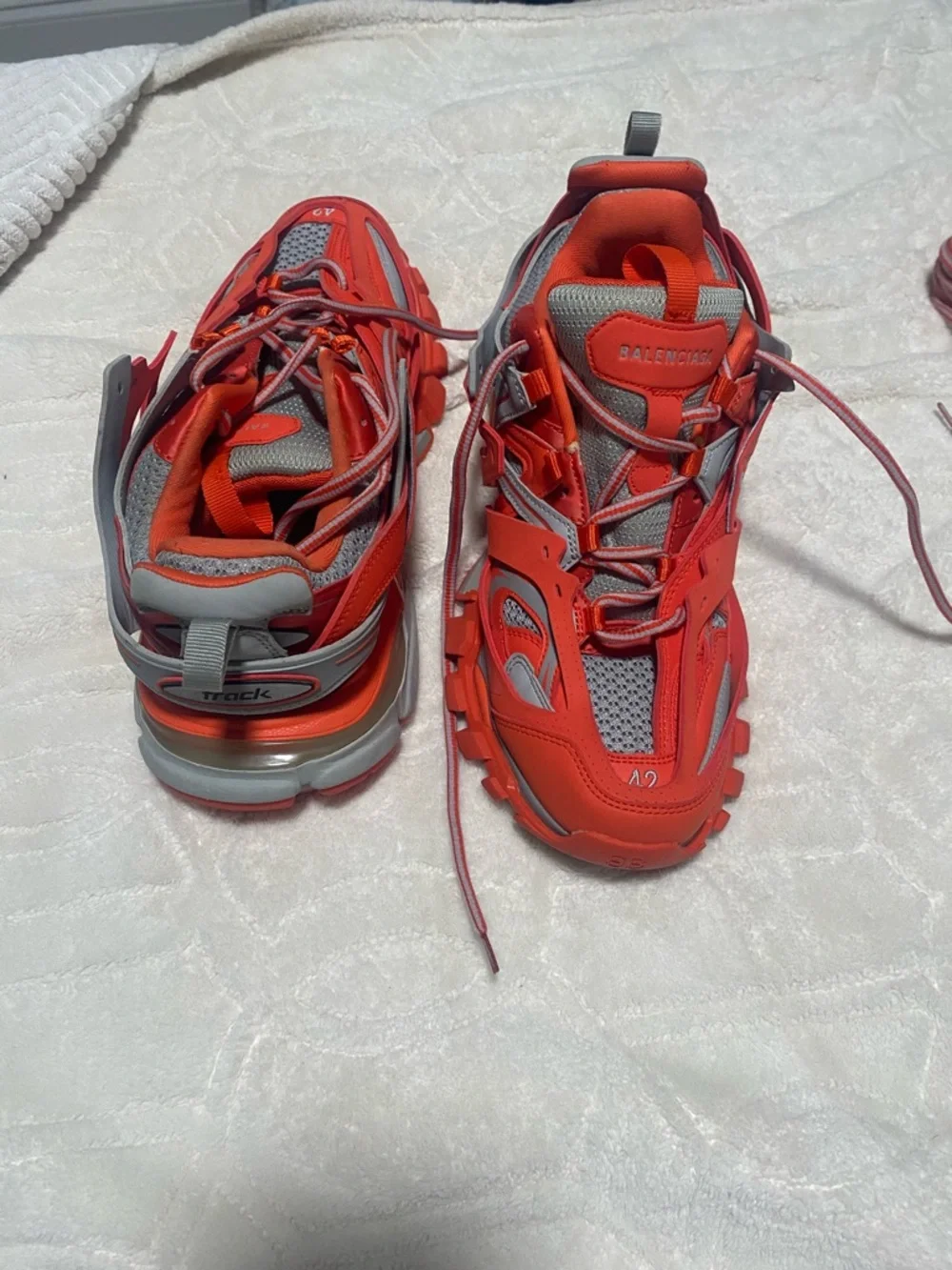 Balenciaga Orange Gray Layered Track Sneakers - Picture 6 of 16